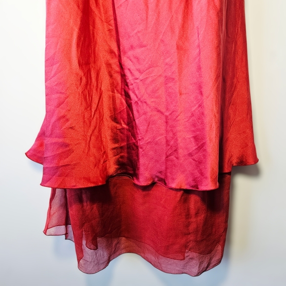 Vintage 90's Maggie Walt 100% Silk Size S Layered Ruffle Asymmetrical Hem - Picture 4 of 6